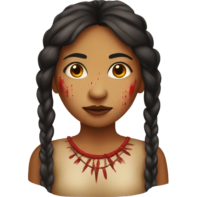indigenous woman with red stain on her face emoji