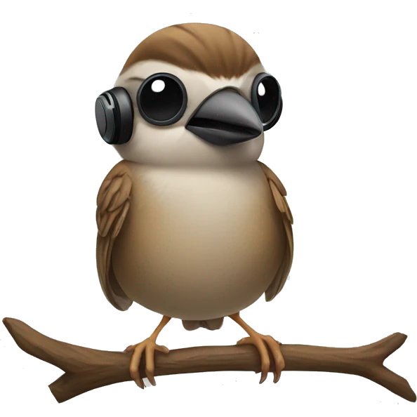 sparrow listening to music emoji