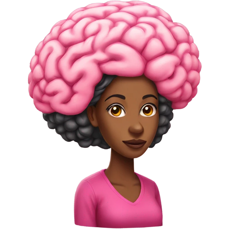 black woman with a huge pink brain emoji