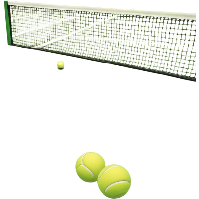 grass tennis court, with the lines of the court clearly with visible in the background. A tennis racket and ball/ The scene captures the essence of the sport, highlighting the equipment and the vibrant, open atmosphere of a tennis match emoji