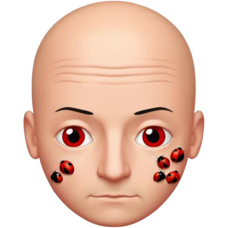 bald man head on ladybug emoji
