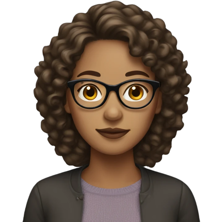woman with glasses, light skin, and dark brown curly hair emoji