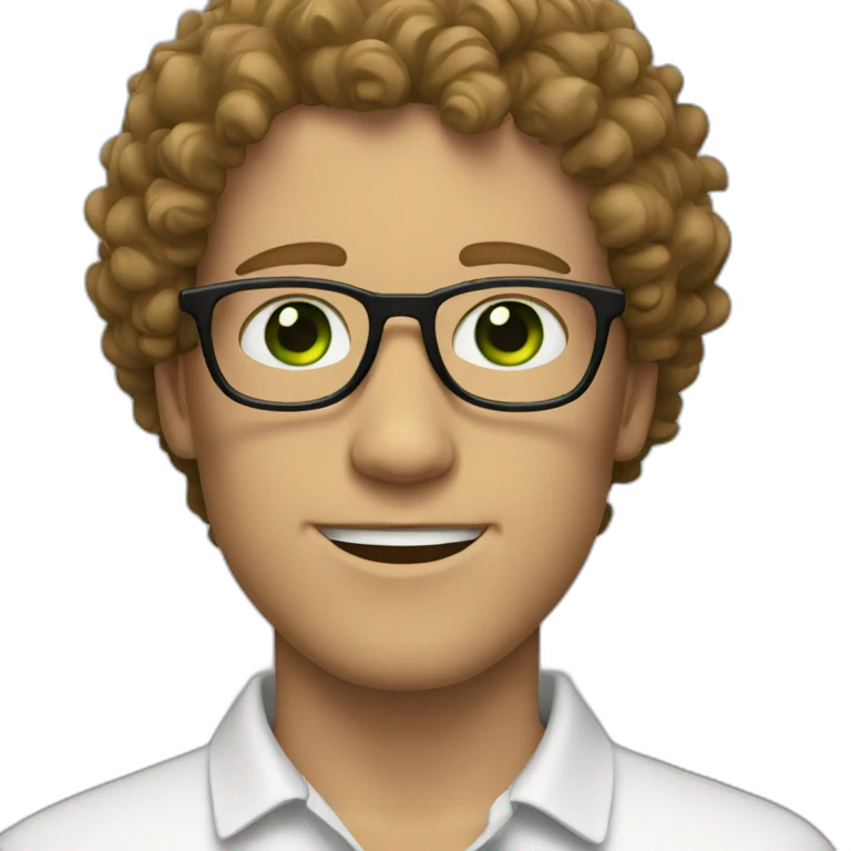 White guy with glasses green eyes and curly hair emoji