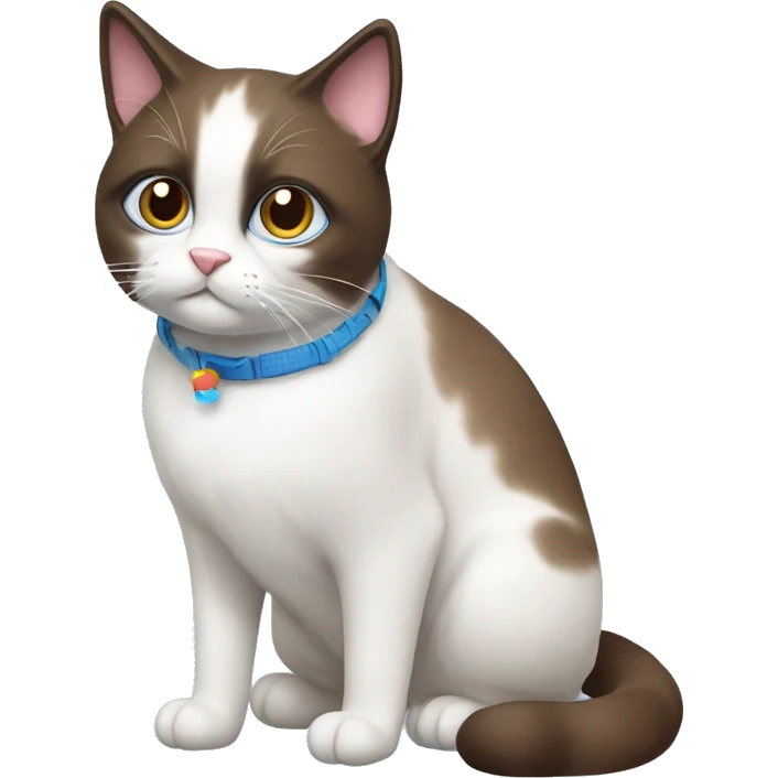 snowshoe cat with a toy emoji