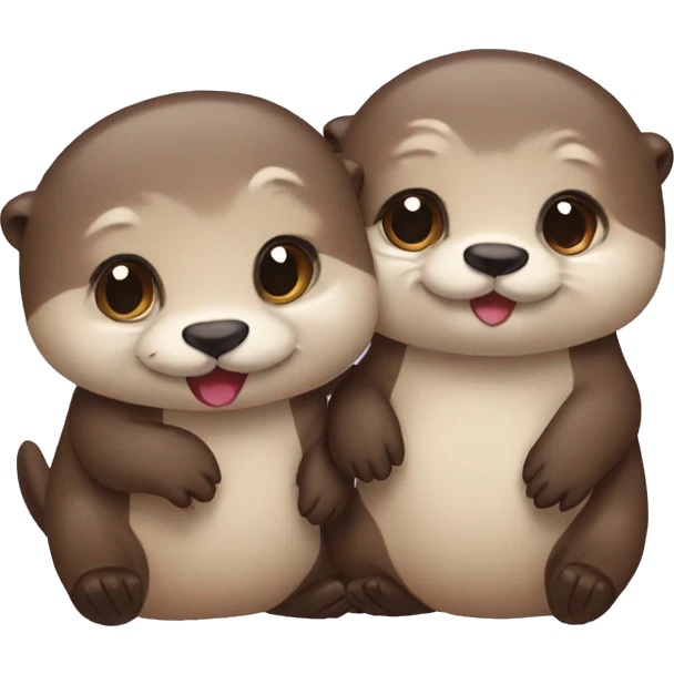 Two cute otters best friends emoji