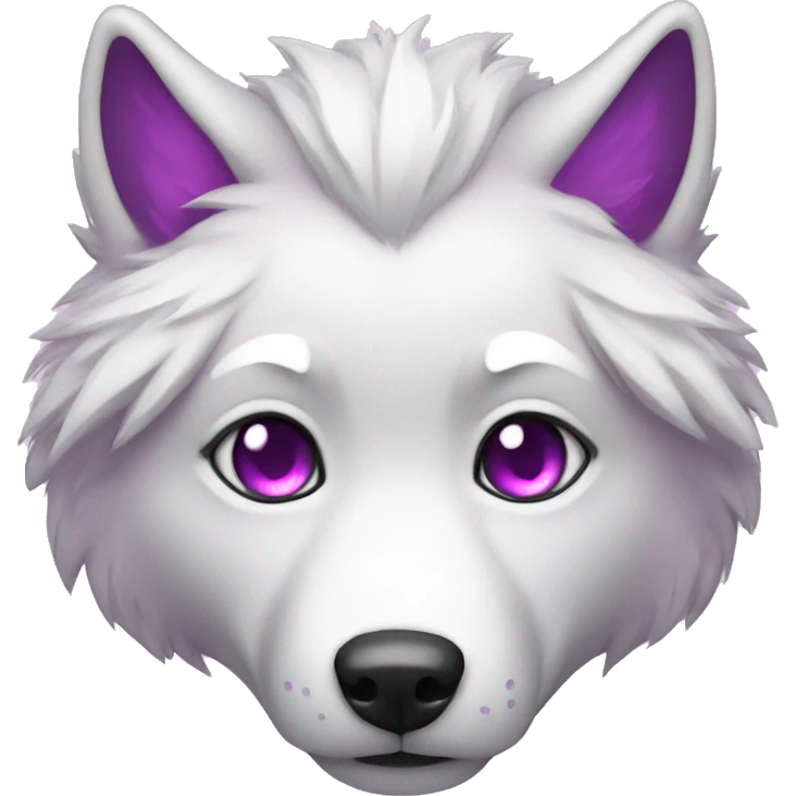 pink white wolf furry purple eyes emoji