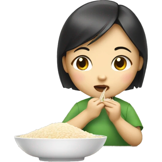 Chineese girl eating rice  emoji