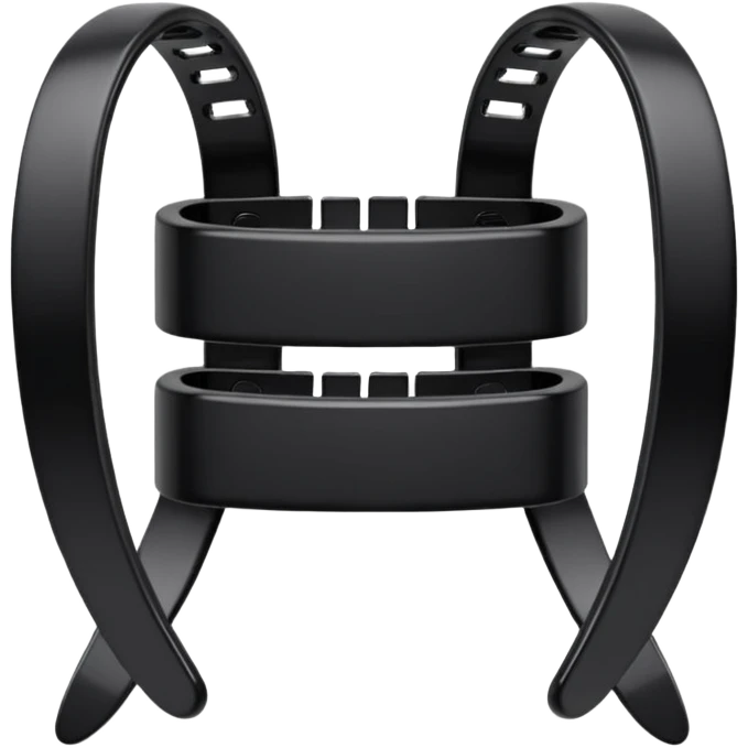 a curved hair accessory with teeth on both sides that hinge together, designed to secure hair in a vertical ponytail emoji