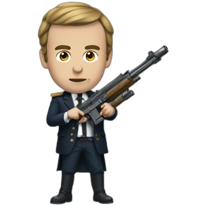 Macron with a gun emoji