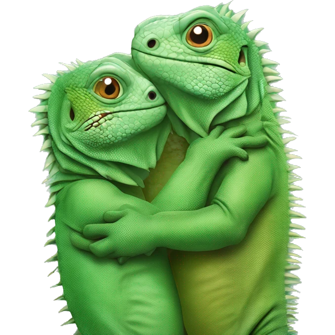 Iguanas hugging emoji