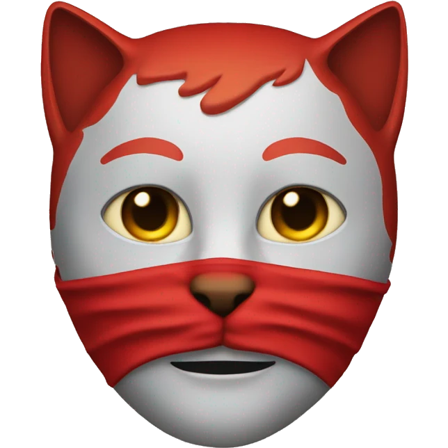 The red mask above the cat's head emoji