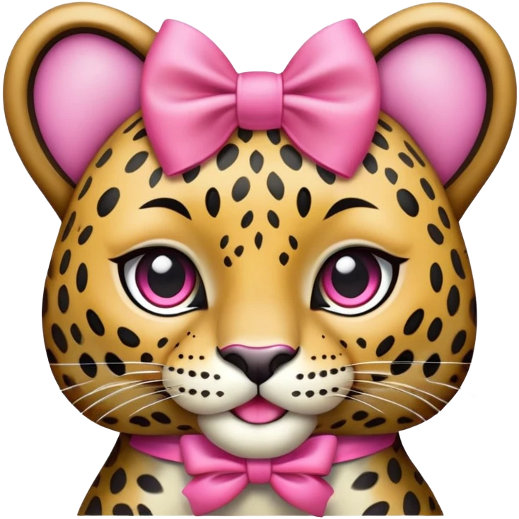 Leopardo con un moño rosa  emoji