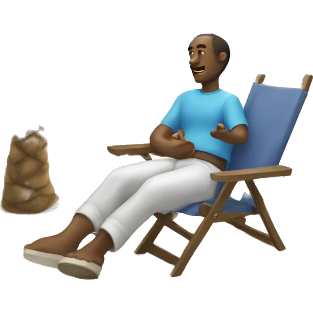Guy chilling near beach, chair emoji