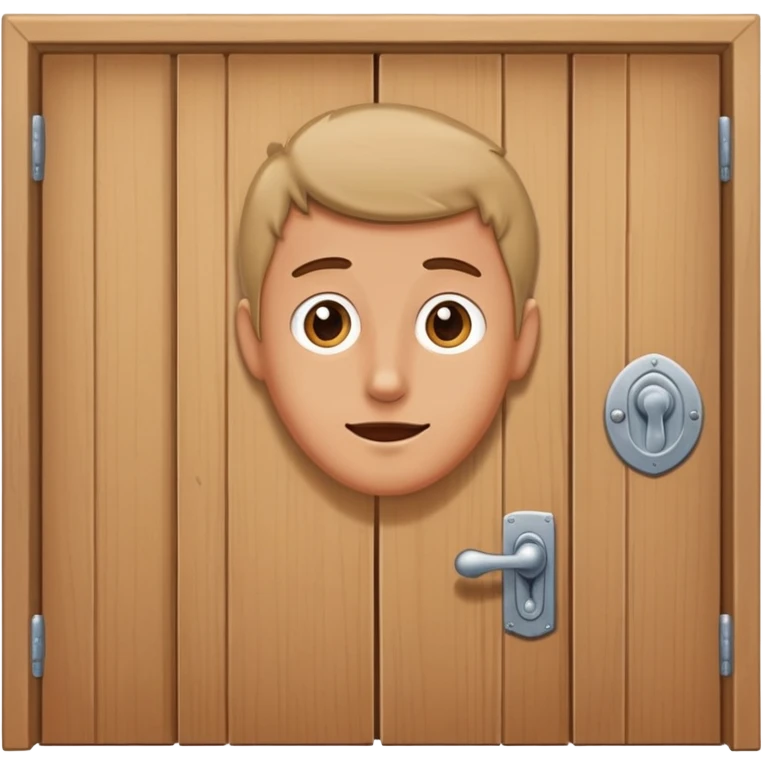 Image of a man poking his head out of an open door that he just opened half way emoji