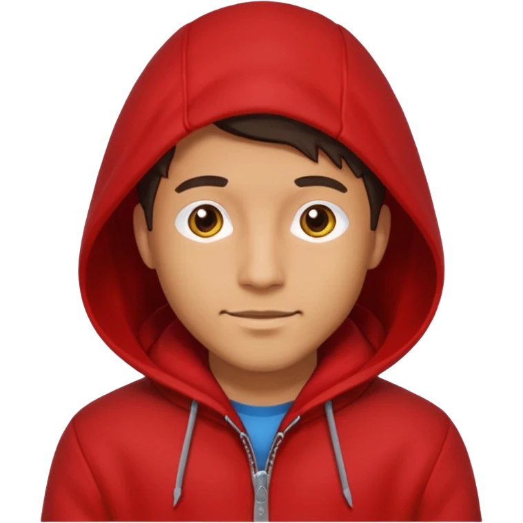 Man in red coat, hood up emoji