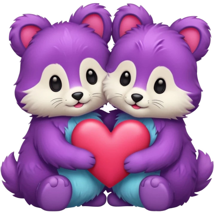 cute animals in love with hearts emoji