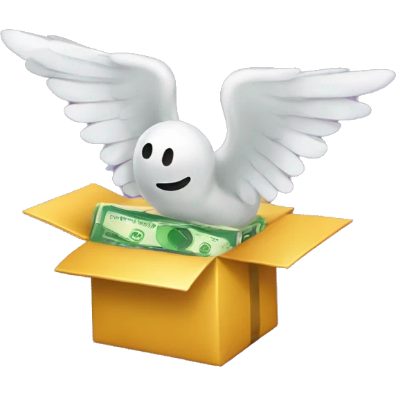 add the wings of the "money with wings" emoji to the "wrapped gift" emoji so it looks like the gift has wings emoji