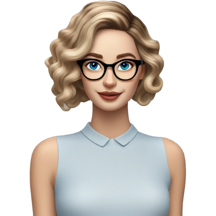 Shoulder length Balayage updo pale model lady with glasses and blue eyes  emoji