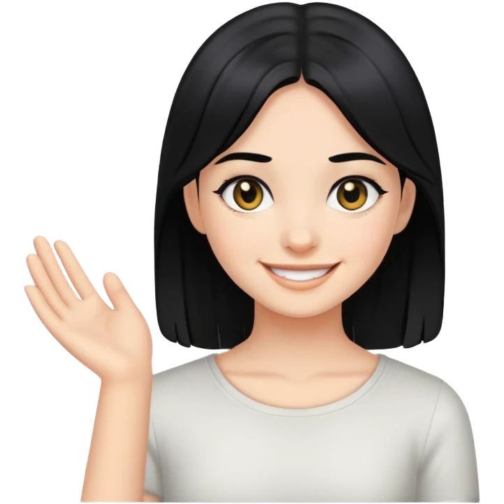 smiling girl with black hair and black eyes emoji