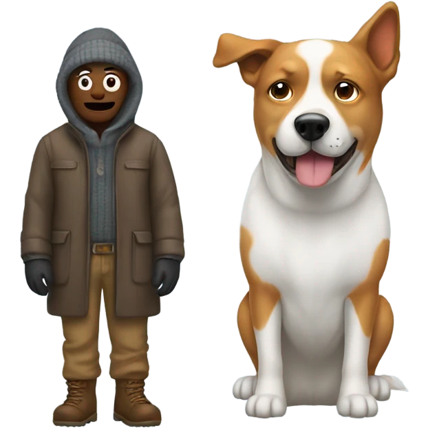 Cold man and dog emoji