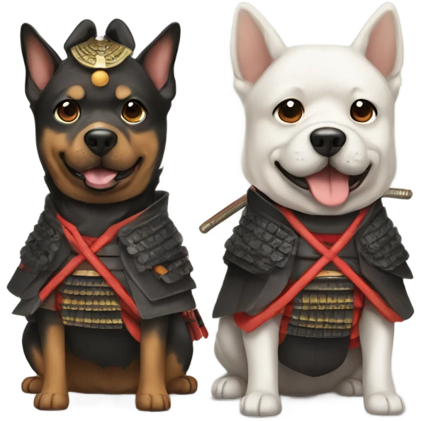 Two dogs dressed as samurai  emoji