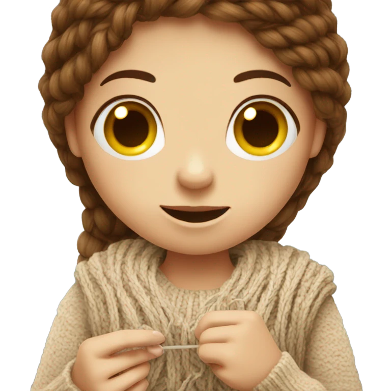 Brown hair girl knitting emoji