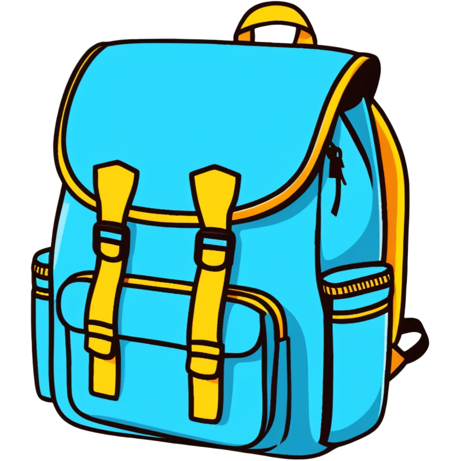 Colorful backpack with school supplies emoji