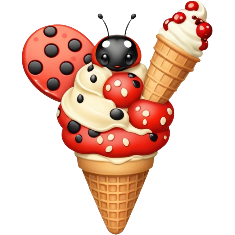 Ladybug eating ice cream emoji
