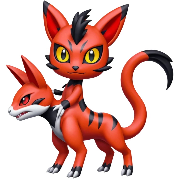 Colorful Meloetta-Litten-Guilmon-Darkrai-Pokémon-Fakémon-fusion-hybrid-creature emoji