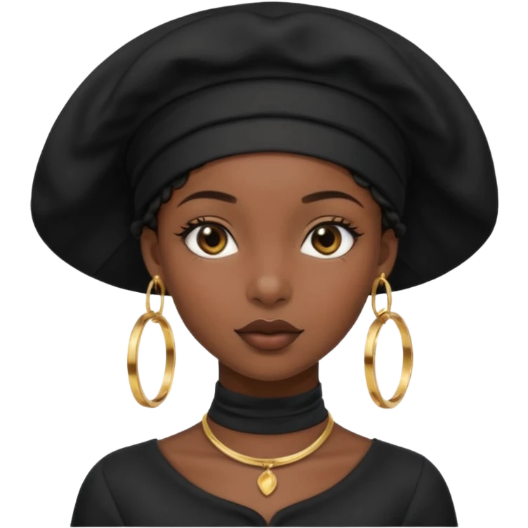 Black girl with black bonnet and black top on emoji