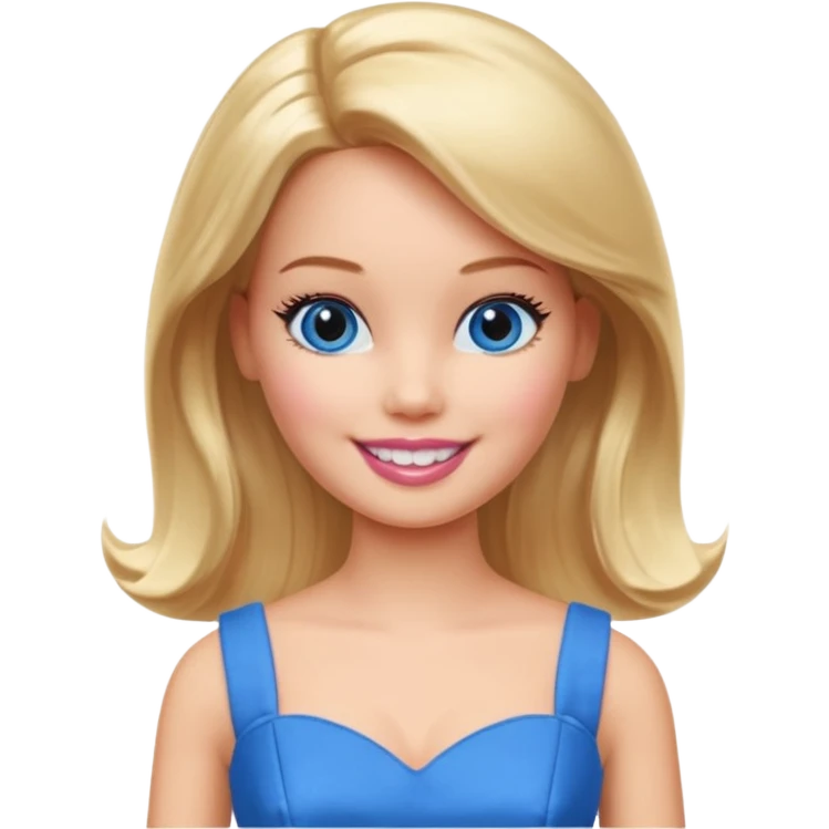 barbie girl dress blue color, half body emoji