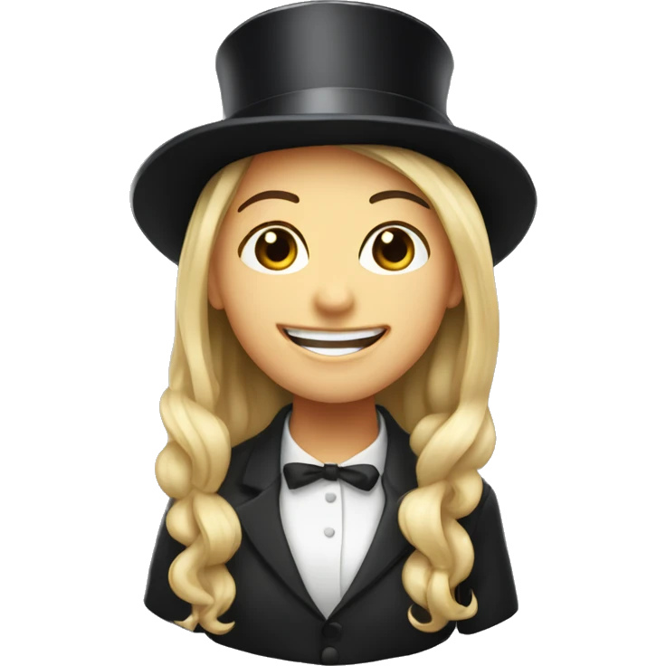 smiling girl white skin, in top hat emoji