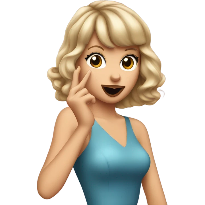 Taylor swift going “shh” emoji