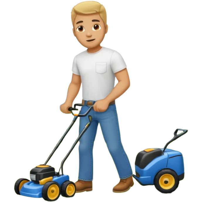 Guy mowing the yard at graceland emoji