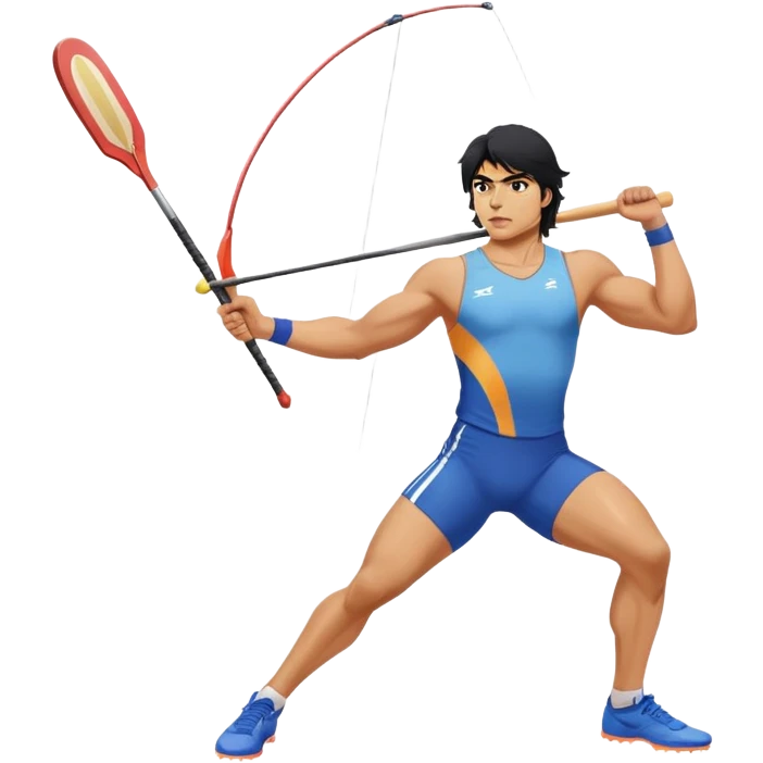 Neeraj Chopra throwing javelin in action, athletic pose emoji