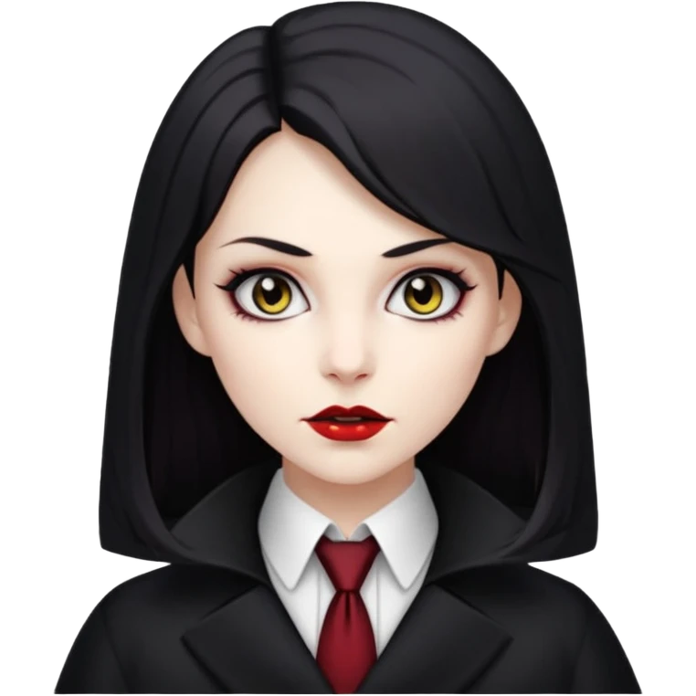 female vampire with coat long collars with tie emoji