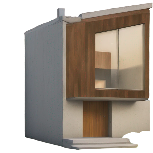 Small modern house made from concrete and wooden  emoji