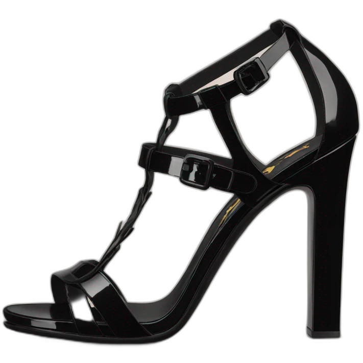 Ysl TRIBUTE heel SANDAL black PATENT LEATHER emoji