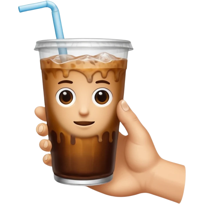 a white hand holding an iced coffee but just the hand and the cup emoji