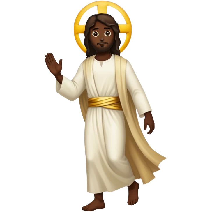 Dark skin christ Jesus walking emoji