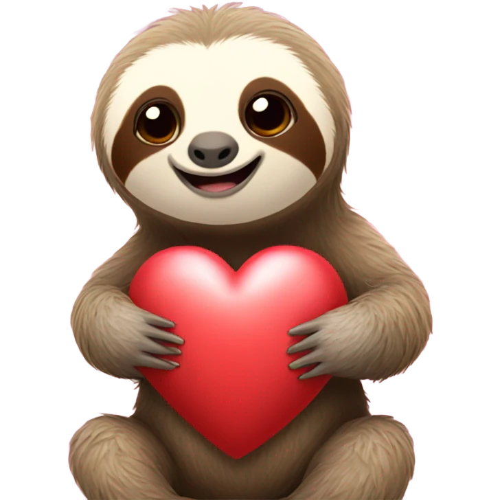Sloth holding heart emoji
