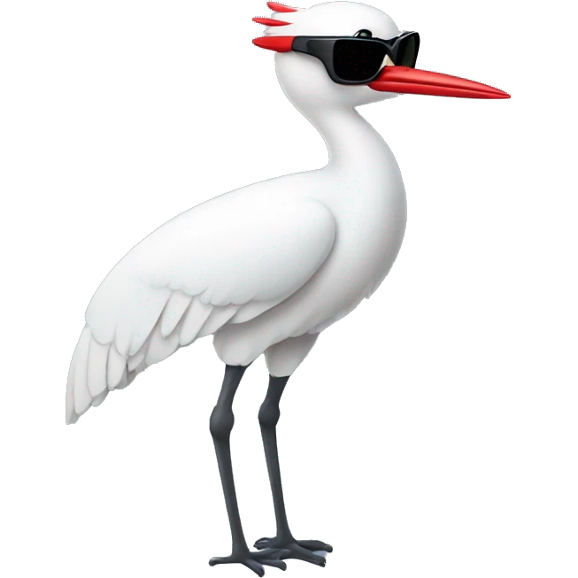 japan airlines crane bird with sunglasses emoji