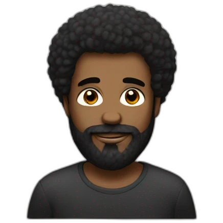Un homme noir avec une petite barbe et une coupe afro. Coeurs autour de lui. emoji