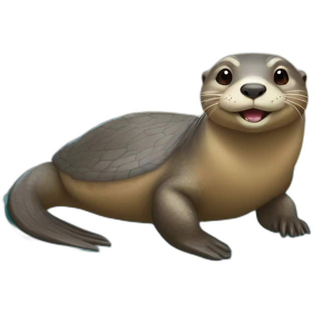 Loutre sur une tortue emoji