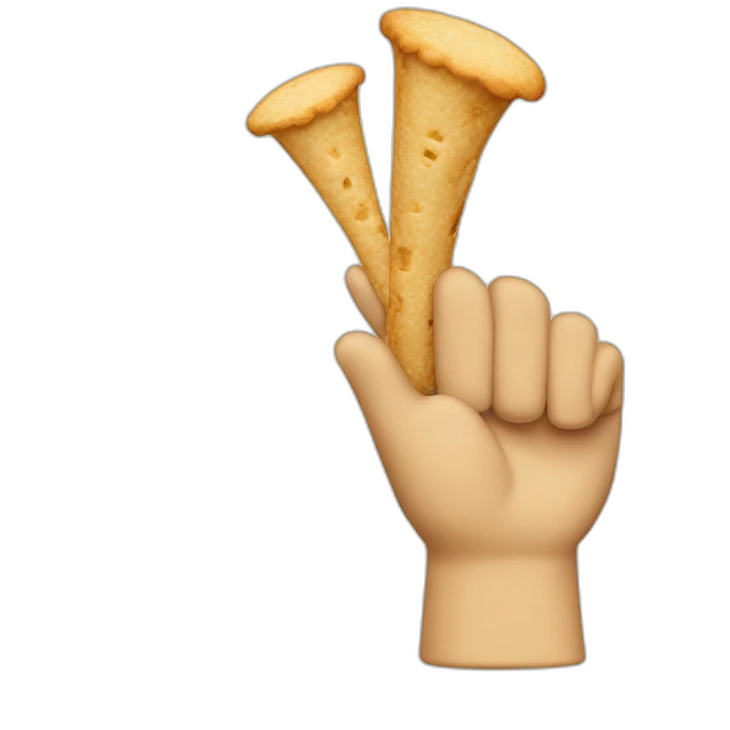 hand with fingers made of poptarts playing trumpets emoji