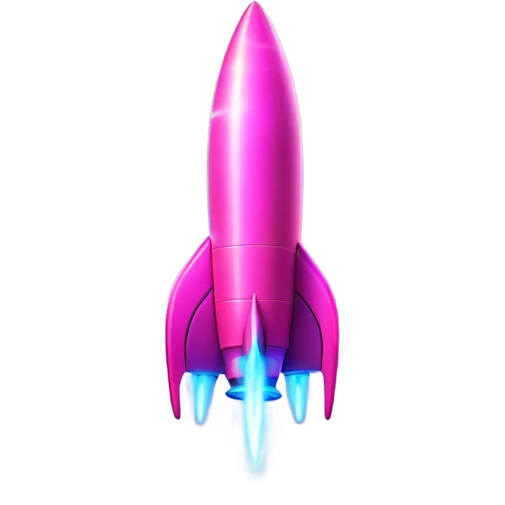 pink neon rocket emoji