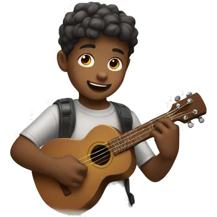 Kid learning yo play the ukulele emoji