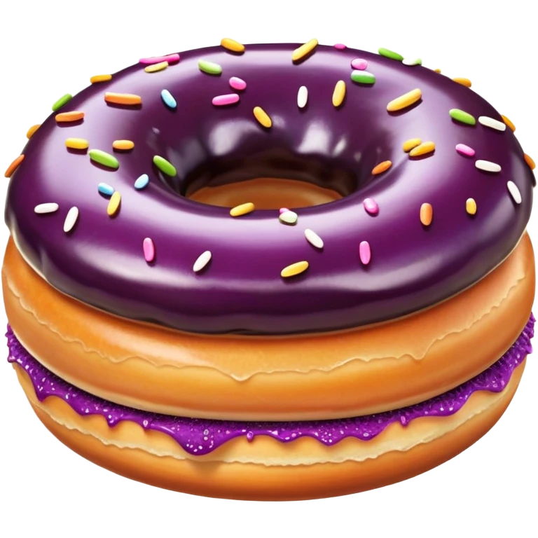 une aubergine horizontale en rentrant à l’arrière d’un donut ￼ emoji