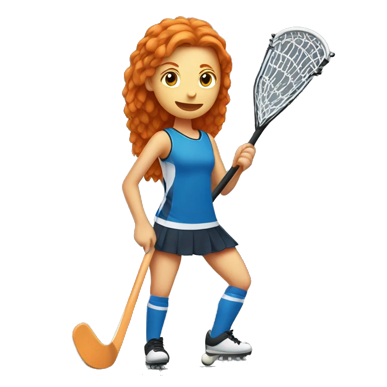 Ginger girl playing field hockey  emoji