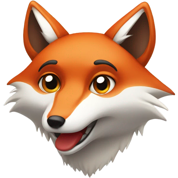 White and red fox head, sad face emoji